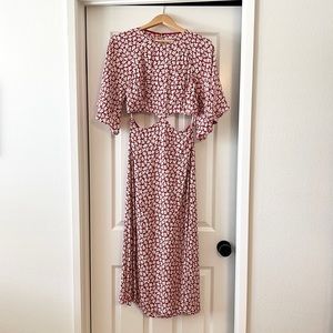 👗 REFORMATION Dress - Benny Midi with Cut Outs - Red Floral - 8